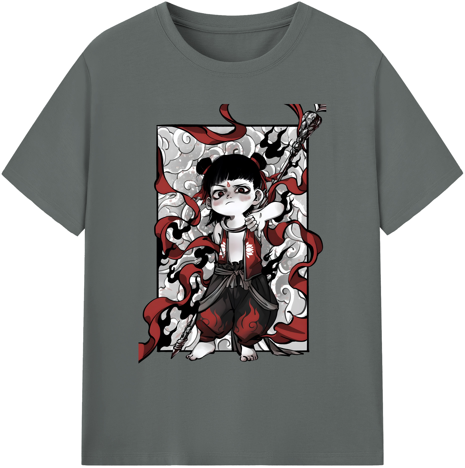 （画像用） Ne Zha 2 ナタ 魔童の大暴れ 綿100％ メンズ半袖Tシャツ｜肌触りやわらか＆通気性